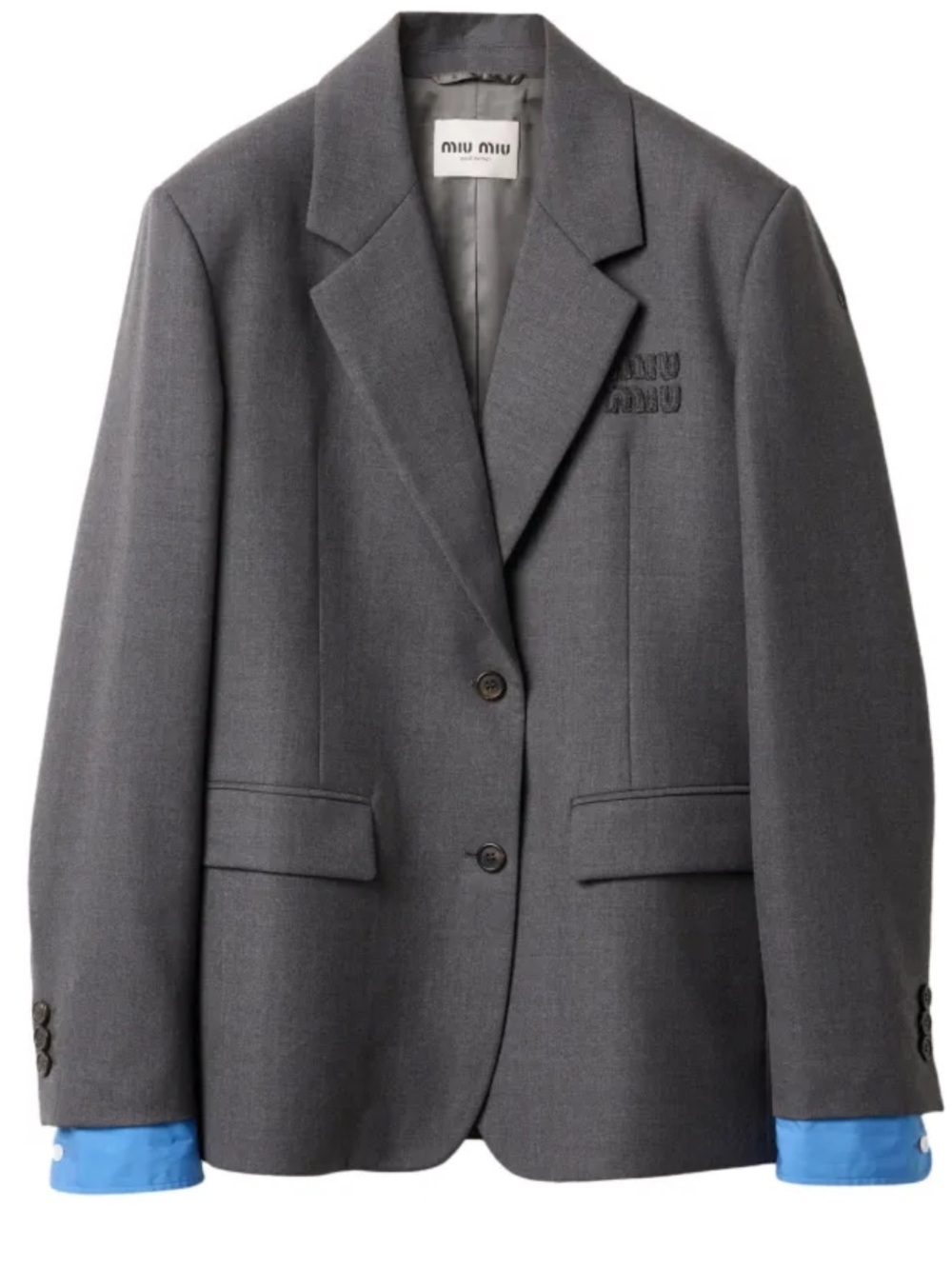 NWOT Miu Miu Gray single-breasted gabardine blazer Size L/40